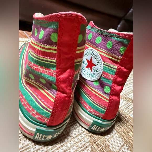 Vintage Converse Chuck Taylor Rare Christmas Holiday Shoes W10 M8 Ribbon design - Picture 6 of 14